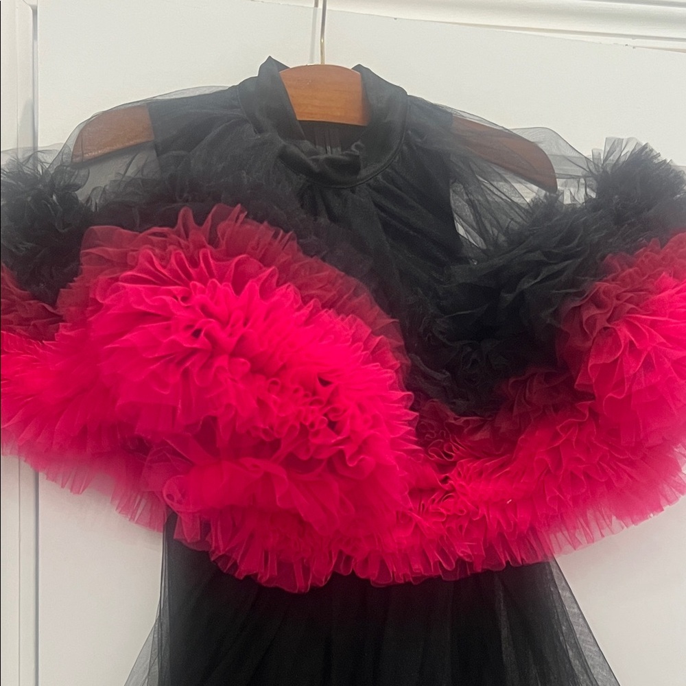 AKIRA Black and Pink Ruffled Dress - Picture 2 of 4